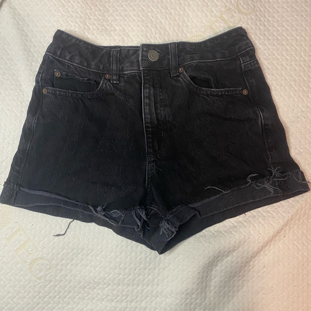Black Garage Denim Mom Jean Shorts